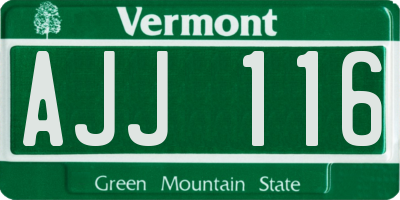 VT license plate AJJ116
