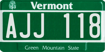 VT license plate AJJ118