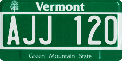 VT license plate AJJ120