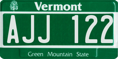 VT license plate AJJ122
