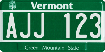VT license plate AJJ123