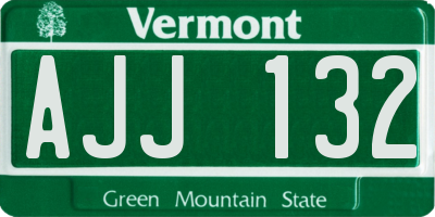 VT license plate AJJ132