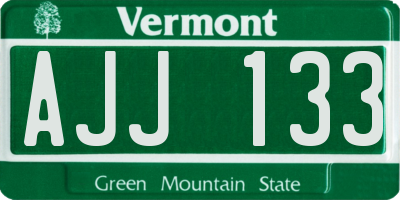 VT license plate AJJ133
