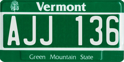 VT license plate AJJ136