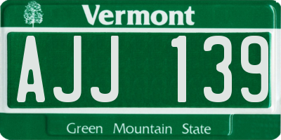 VT license plate AJJ139