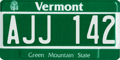 VT license plate AJJ142