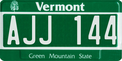 VT license plate AJJ144