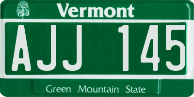 VT license plate AJJ145