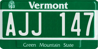 VT license plate AJJ147