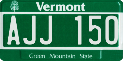 VT license plate AJJ150