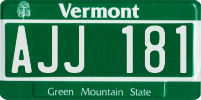 VT license plate AJJ181
