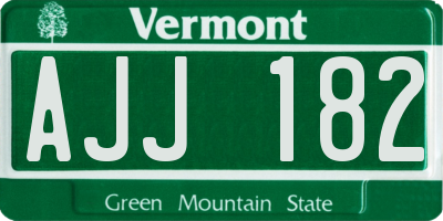 VT license plate AJJ182