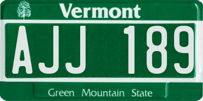 VT license plate AJJ189