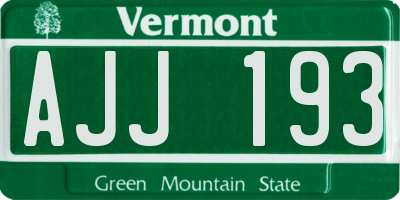 VT license plate AJJ193