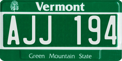 VT license plate AJJ194
