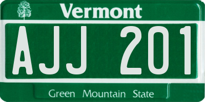 VT license plate AJJ201