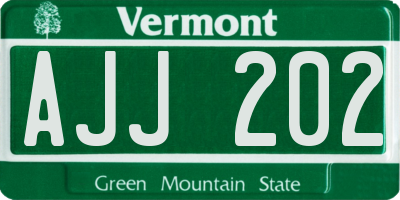 VT license plate AJJ202