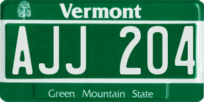 VT license plate AJJ204