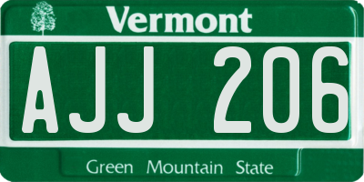 VT license plate AJJ206