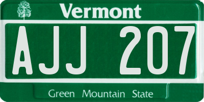 VT license plate AJJ207