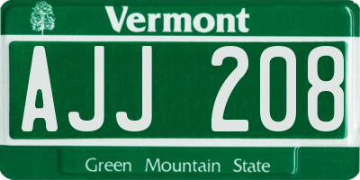 VT license plate AJJ208