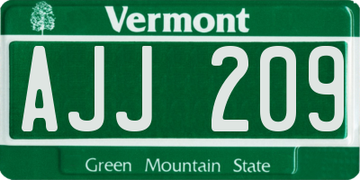 VT license plate AJJ209