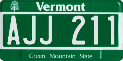 VT license plate AJJ211