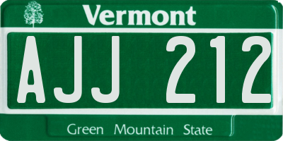 VT license plate AJJ212