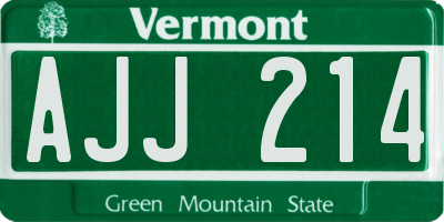 VT license plate AJJ214