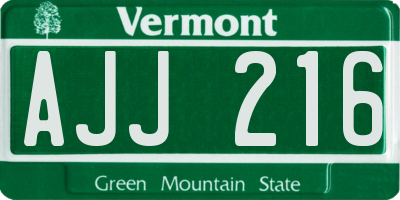 VT license plate AJJ216