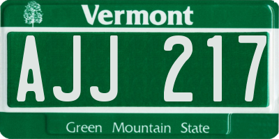 VT license plate AJJ217