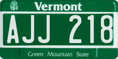 VT license plate AJJ218