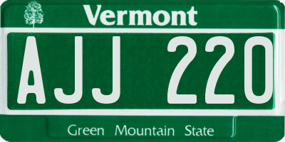VT license plate AJJ220