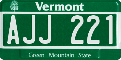 VT license plate AJJ221