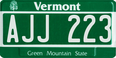 VT license plate AJJ223