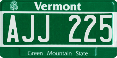 VT license plate AJJ225