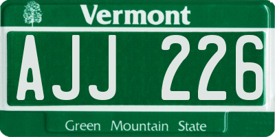 VT license plate AJJ226
