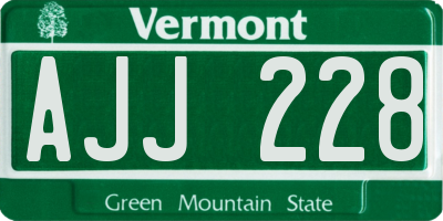 VT license plate AJJ228