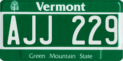 VT license plate AJJ229