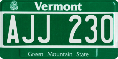 VT license plate AJJ230