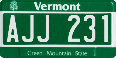 VT license plate AJJ231