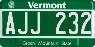 VT license plate AJJ232