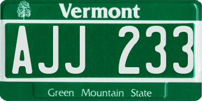 VT license plate AJJ233