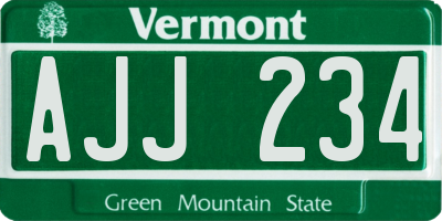 VT license plate AJJ234