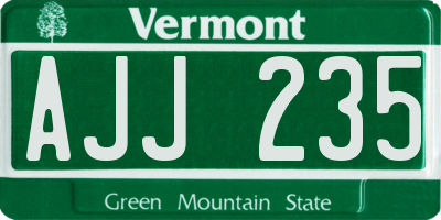 VT license plate AJJ235