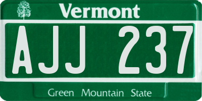 VT license plate AJJ237
