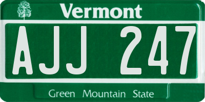 VT license plate AJJ247