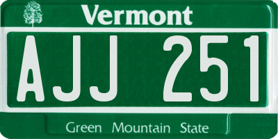 VT license plate AJJ251