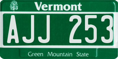 VT license plate AJJ253