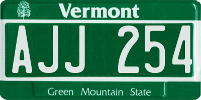 VT license plate AJJ254